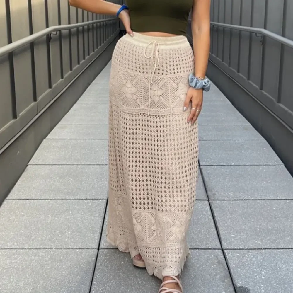 Sadie & Sage Crochet Maxi Skirt in Beige - Picture 1 of 6